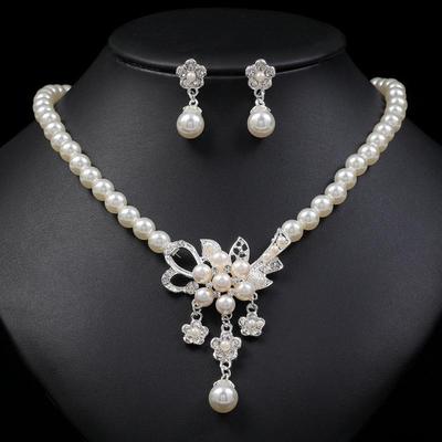 2022 Fashion Pearl Flower Necklace & Earrings Set: European-American Women's Hot Jewelry