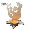 Wear Resistant Black Holder Halloween Ghost Candle Holder, Solid Wood Tea Light Stand, Maple Leaf Hollow Silhouette Shadow Base Candlestick,