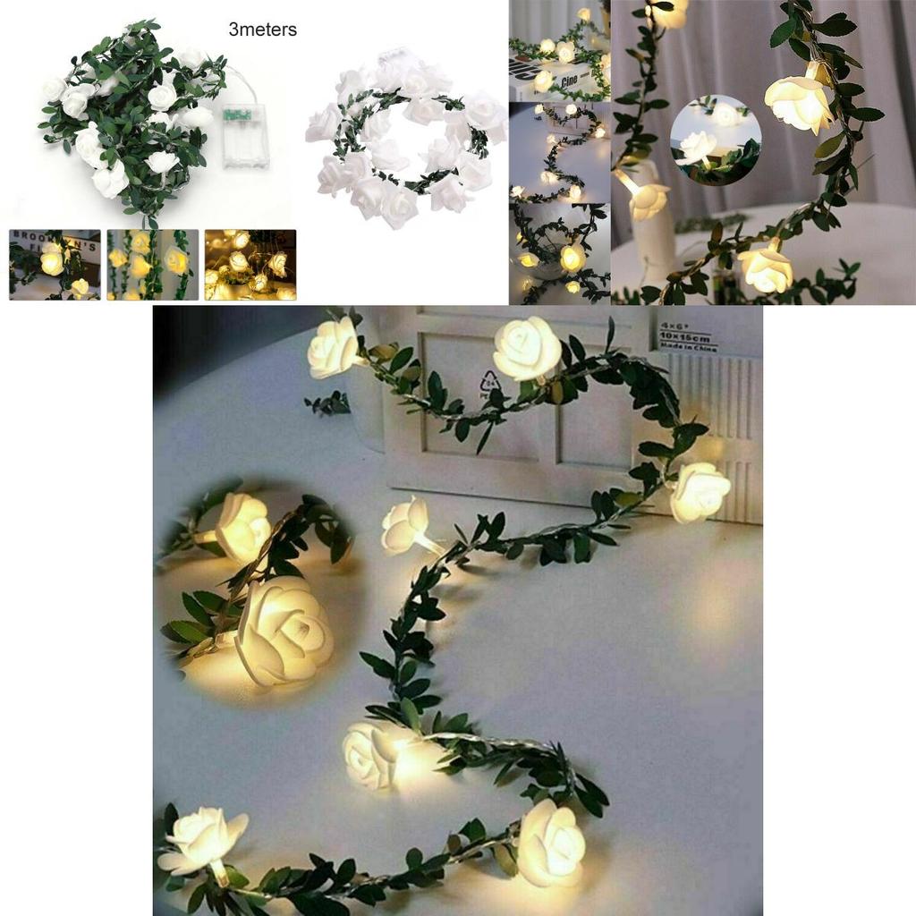 Elegant Warm White Led Rose Flower String Lights With Battery Box For Versatile Decorations