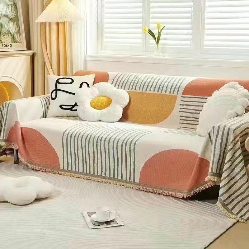 Universal-Sofadecke im nordischen Stil, rutschfester Bezug, Stoff, vollständig bezogen, Teilebezug, Sofakissen, Sand, Vier Jahreszeiten, universell, maschinenwaschbar