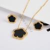 Top Quality Women Girls Five Leaf Flower Set Necklace Earrings Fashion Luxury Natural Stone Shell Set High Quality Zircon Gifts