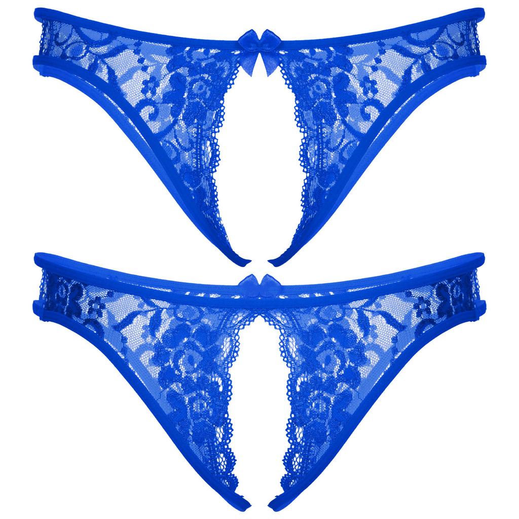 Men Sissy Panties Floral Lace Sheer Hollow Out Low Rise G-String Thongs Crossdresser Lingerie