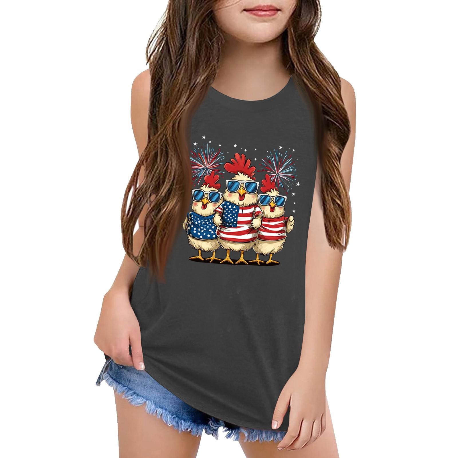 

Girls Kids Summer Crewneck Sleeveless Shirts Tank Tops 140 червоний