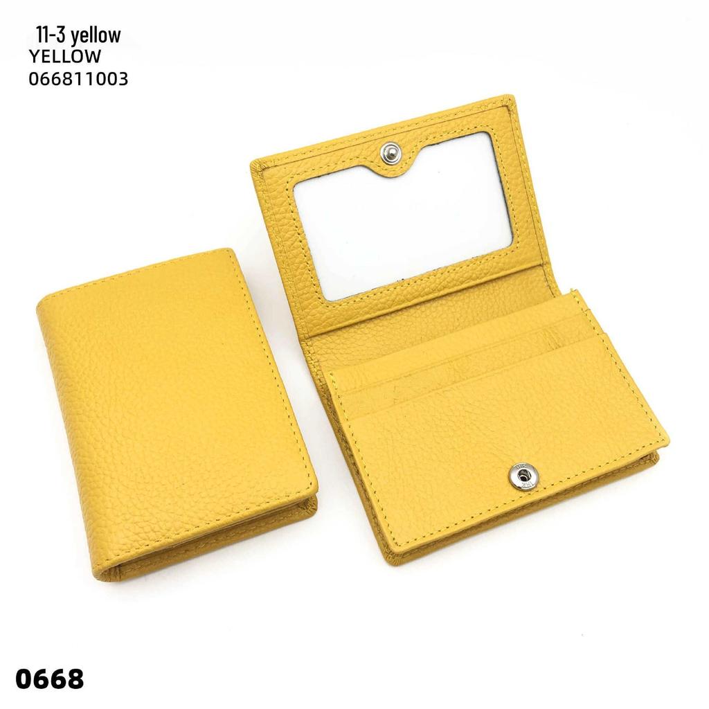 Premium Leather Card Holder: Unisex Cowhide Business Case with Mirror Window, Snap Closure & Coin Purse.