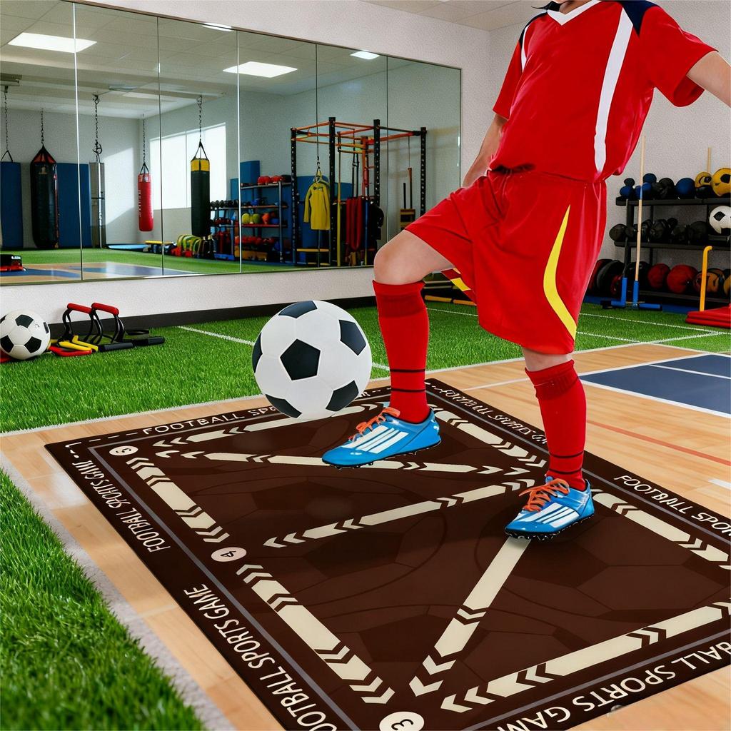 Fußball Trainings Teppich Matte Teppich Sportspiel Heimdekoration Langlebig Innen Kinder Aktivität Spielfeld Bodenmatte mit Pfeildesign