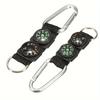 4pcs Three in one outdoor button with compass and thermometer, durable ABS/aluminum material, easy to carry, can be hung on a backpack