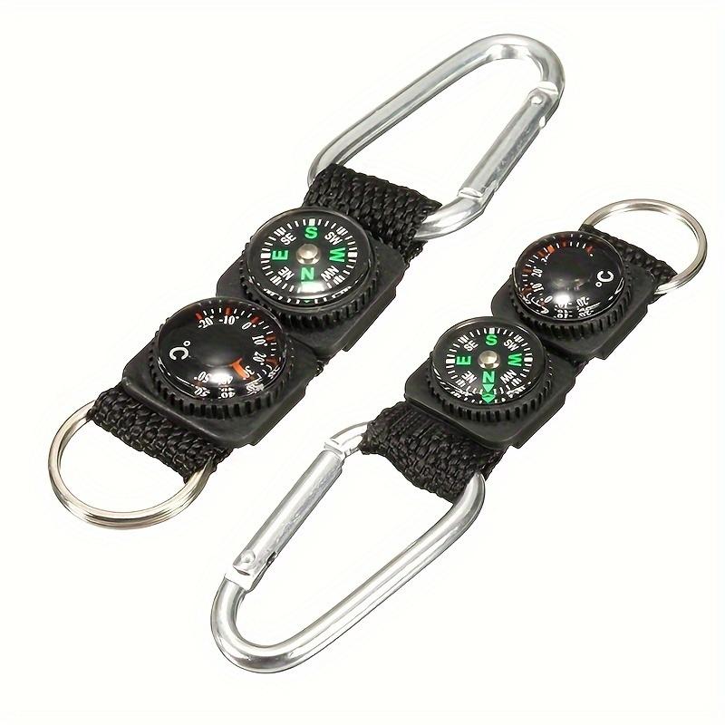 4pcs Three in one outdoor button with compass and thermometer, durable ABS/aluminum material, easy to carry, can be hung on a backpack