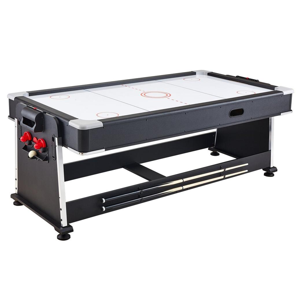 3-in-1 Rotierender Schwenk-Multi-Spieltisch Air Hockey Billardtisch Tischtennis