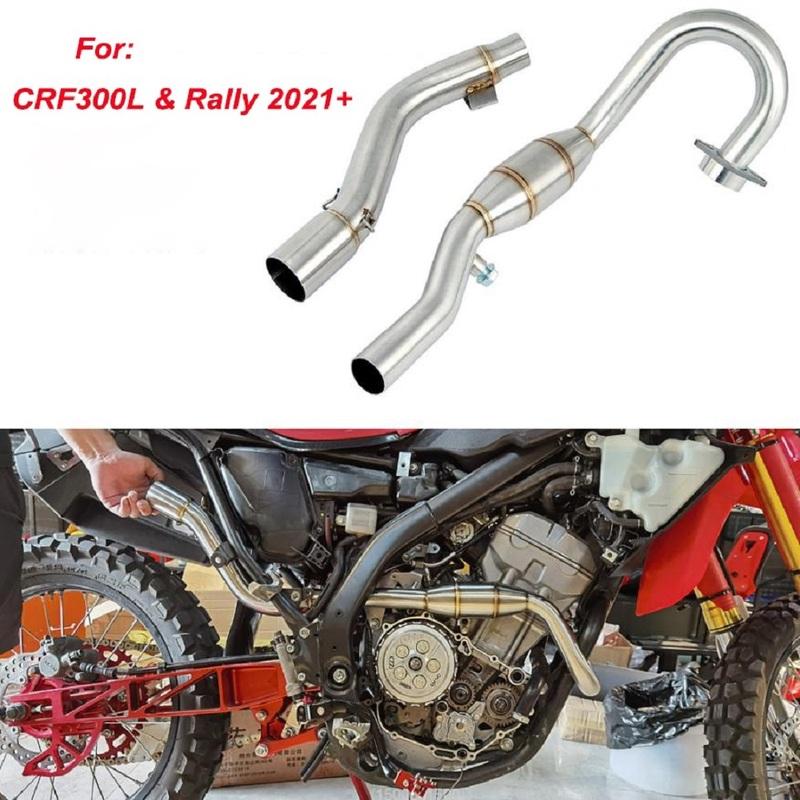 Stainless Steel Exhaust Pipe Header Mid Pipe Slip-On Type For Honda CRF 300L CRF300L Rally ABS 2021 2022 2023