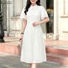 Women Stand Collar Casual Short Sleeve Lace Patchwork Dress