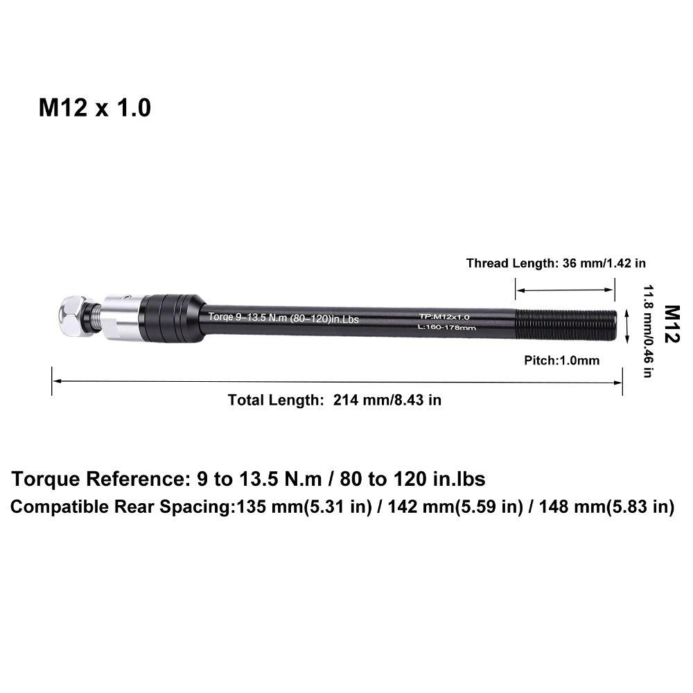 Adjustable Thru Axle Aluminum Alloy, Stainless Steel Bike Thru Axle Adapter Rear Axle Replacement