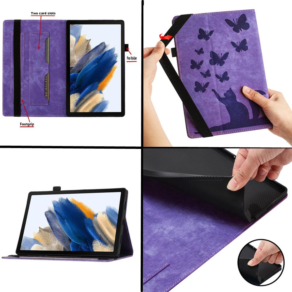 Cute Cat Leather Wallet Cards Solt Case for IPad Pro 11 2022 10.9 10th 10.2 10.5 Air 1 2 9.7 2018 MINI 3 Emboss Butterfly Cover
