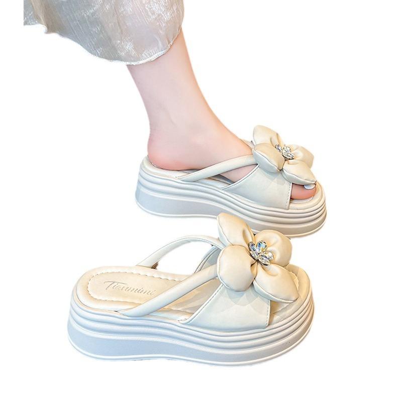 Fairy Style Muffin Thick-soled Diamond Flower with Skirt Sandals Female Outer Wear Summer New Fashion Versatile Beach Sandals