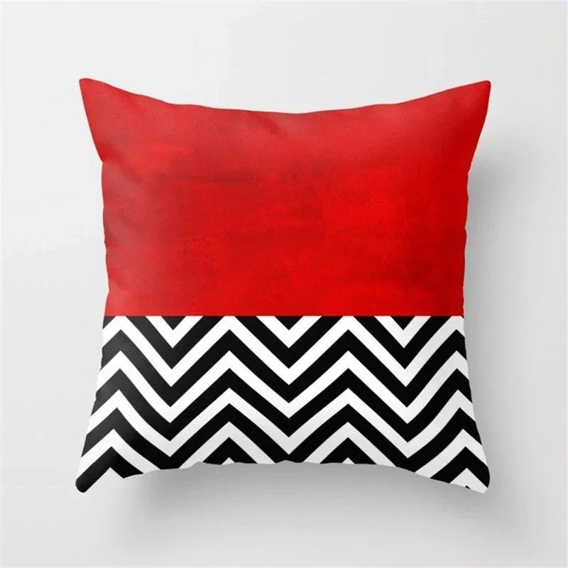 Cute Red Print Geometric Red Plaid Pink Lolita Pillow Cover Decorative Modern Nordic Throw Pillow Cover