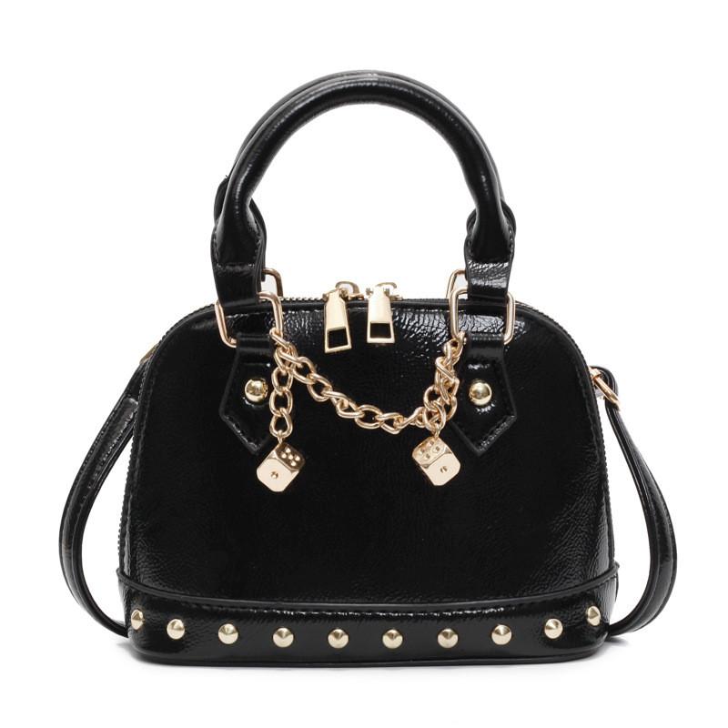 Modern Crossbody Shell Bag With Chain Strap And Rivet Details For Outings Casual
