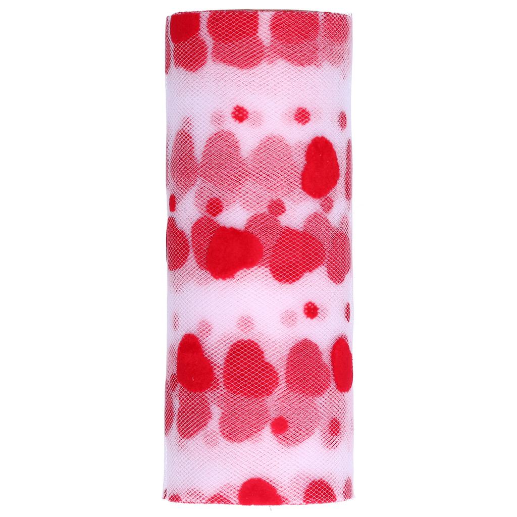 Tulle Rolls 10 Yards Red Heart Shaped Pattern Packaging Ribbon DIY Cutting Romantic Craft