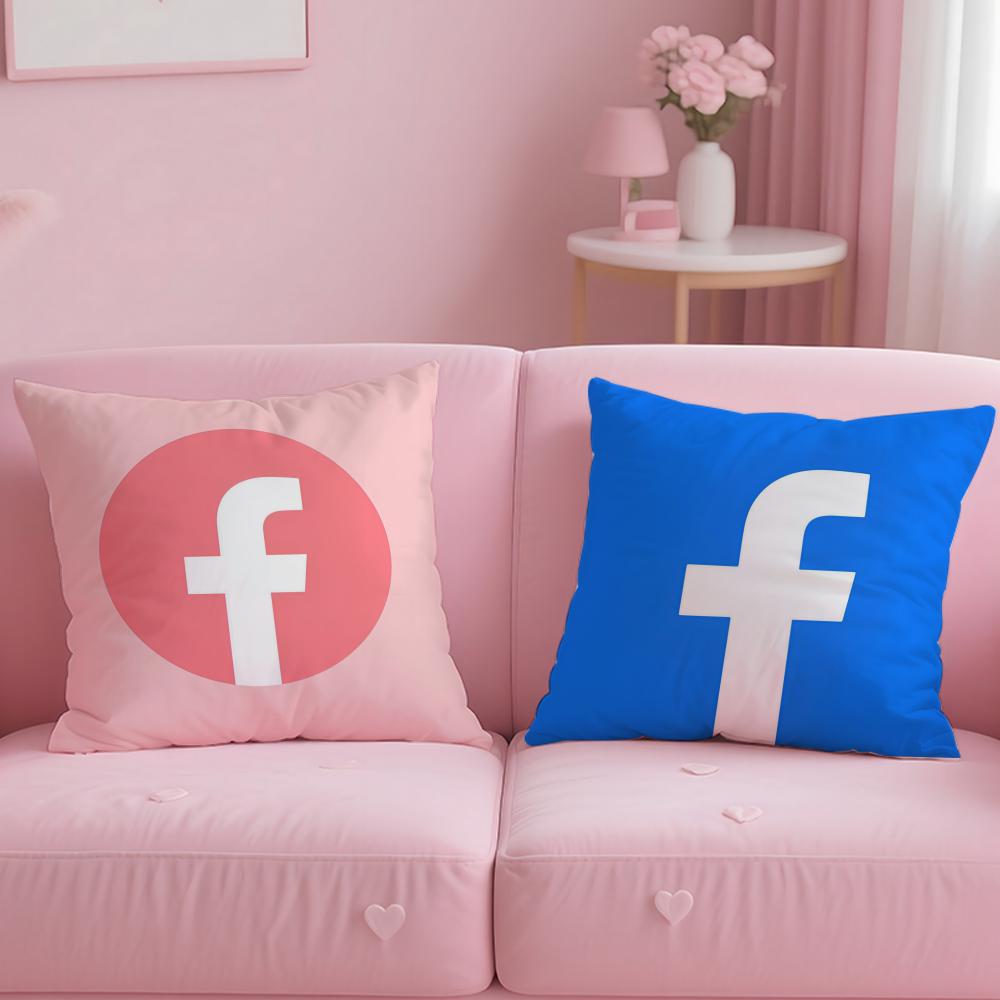 Fashion Logo F-Facebook Anime Cushion Cover Comfortable Double Sided Pillow Cover For Car Sofa Bedroom & More
