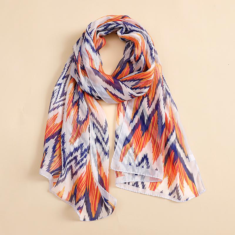 New Fashion Luxury Print Design Women Silk Scarf Shawl Elegant Headscarf Hijabs Chiffon Muslim Wrap Scarves
