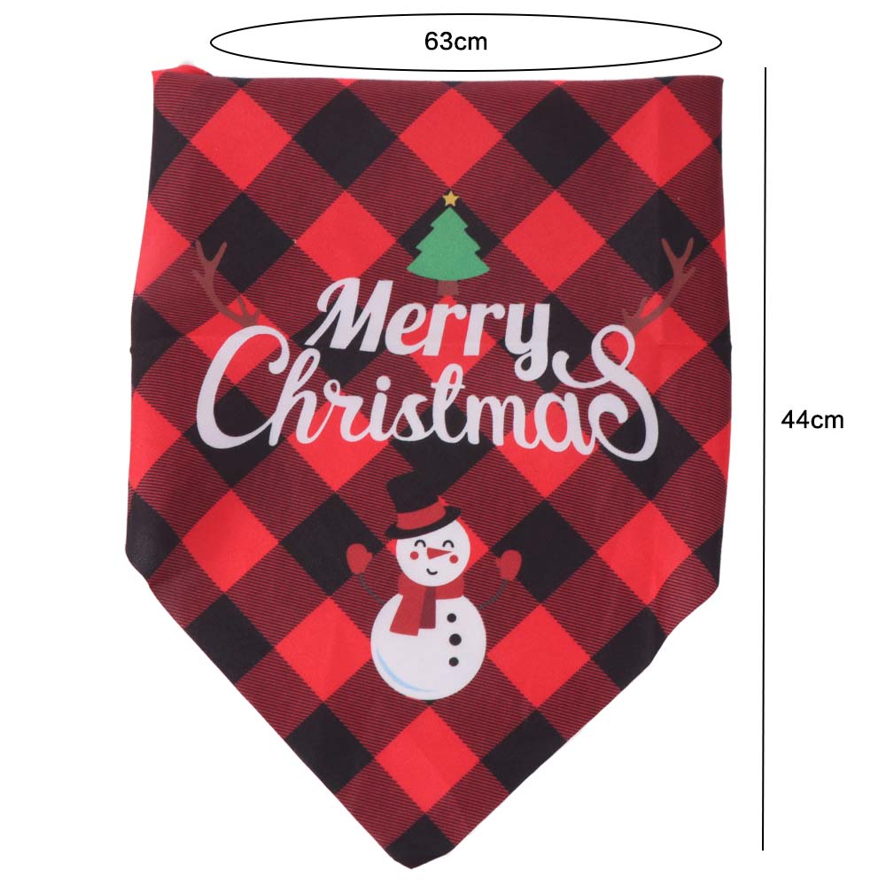 Red Green Grid Dog Saliva Towel Santa Claus Pet Triangle Scarf Triangle Bandana Home Decor