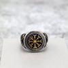 Antique Solid Stainless Steel Viking Compass Mens Ring