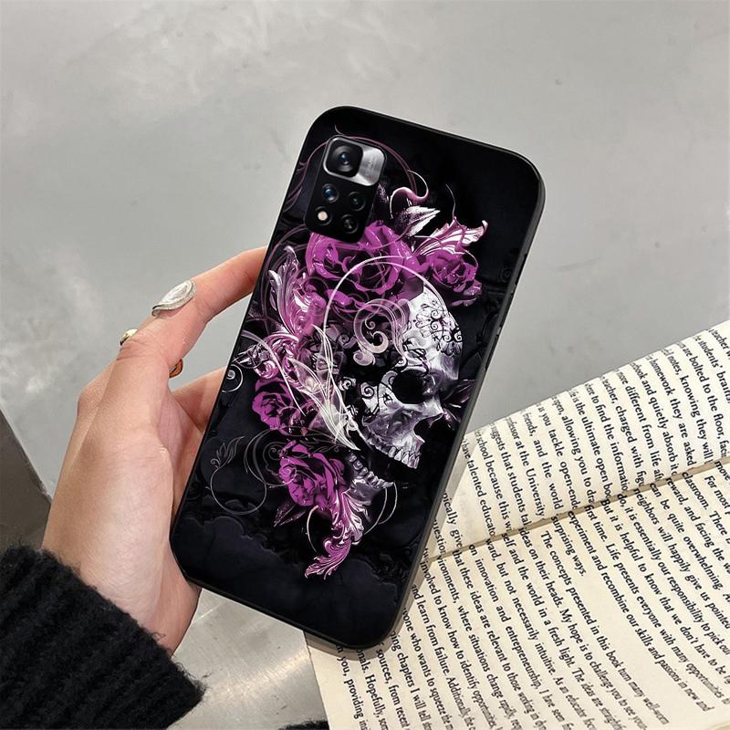 Schädel Blume Kunst Telefon Fall Für Xiaomi Redmi hinweis 13 12 Pro 11S 11 10 Pro 10S 12S Redmi 10 9C 13C