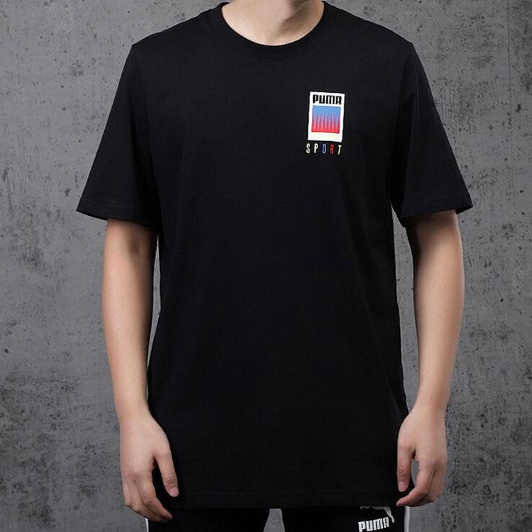 Puma Printed Short Sleeve Crew Neck T-Shirt Men Tops Black 599430-01