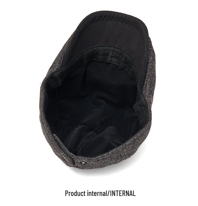 Men's Autumn & Winter Knitted Duckbill Cap with Velvet - Fashionable British Newsboy Beret