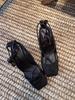 Niche retro straps hollow high-heeled sandals women's new summer thick-heeled bag head Roman sandals