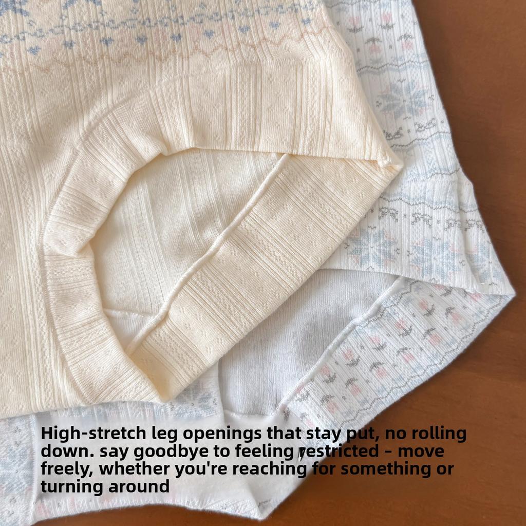 Women's Spring and Autumn Cotton 10A Antibacterial Extended Crotch Full Hip Free Hip Boxer Briefs Panties