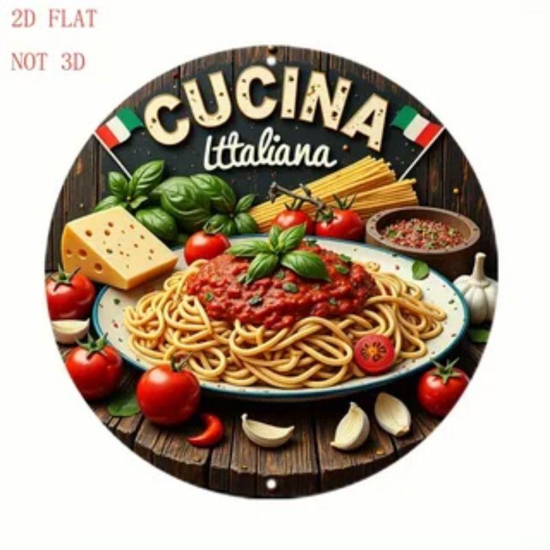 Round Metal Sign Italian Japanese Kitchen Decor 20x20cm