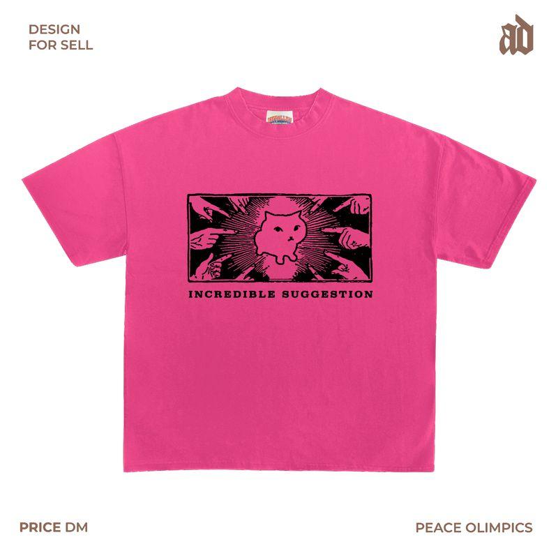 

230G Легкий На плечо Персонализированный Узор с фокусом на кошку Круглый вырез Короткий рукав Модный элемент Стиль Простой Rose Pink M