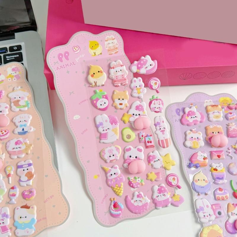 Animal Sticker Decorative Foam Sticker for Art Craft Scrapbooking Journals Phone Case Water Bottle Children Rewarding