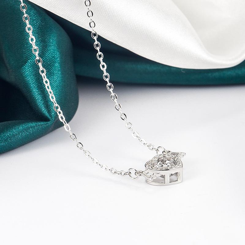 Ladies Crystal Love Heart Pendant Necklace Jewelry