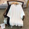 Plus-Size Women's Casual Round Neck Solid Color Top - Summer Versatile Base Layer
