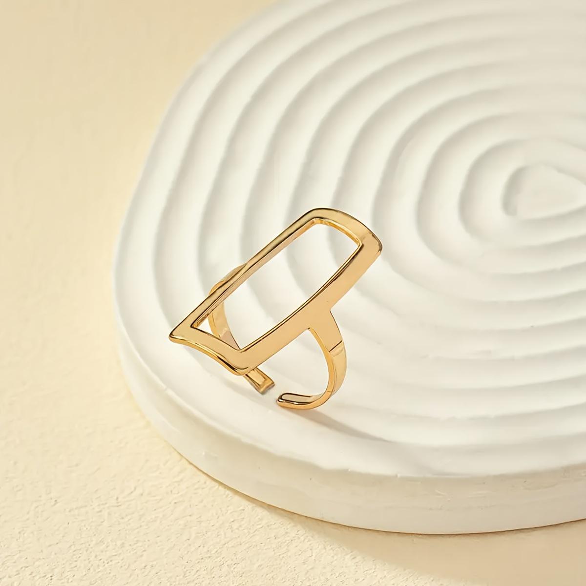 

Унисекс Золотое Кольцо с Квадратным Вырезом и Регулируемым Размером - Простое Геометрическое Украшение для Пальца золотой