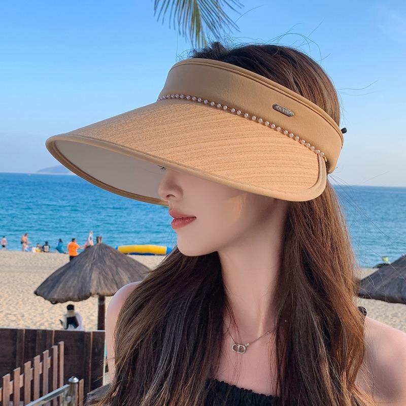 Ice silk sun protection hat summer visor hat foldable empty top hat versatile women's big eaves outdoor summer cool hat sun protection hat