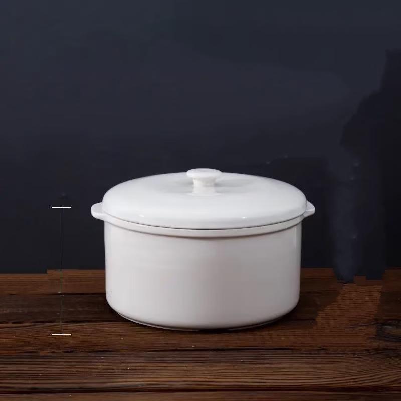 Lilang Ceramic Double-Handle Stew Pot with Lid