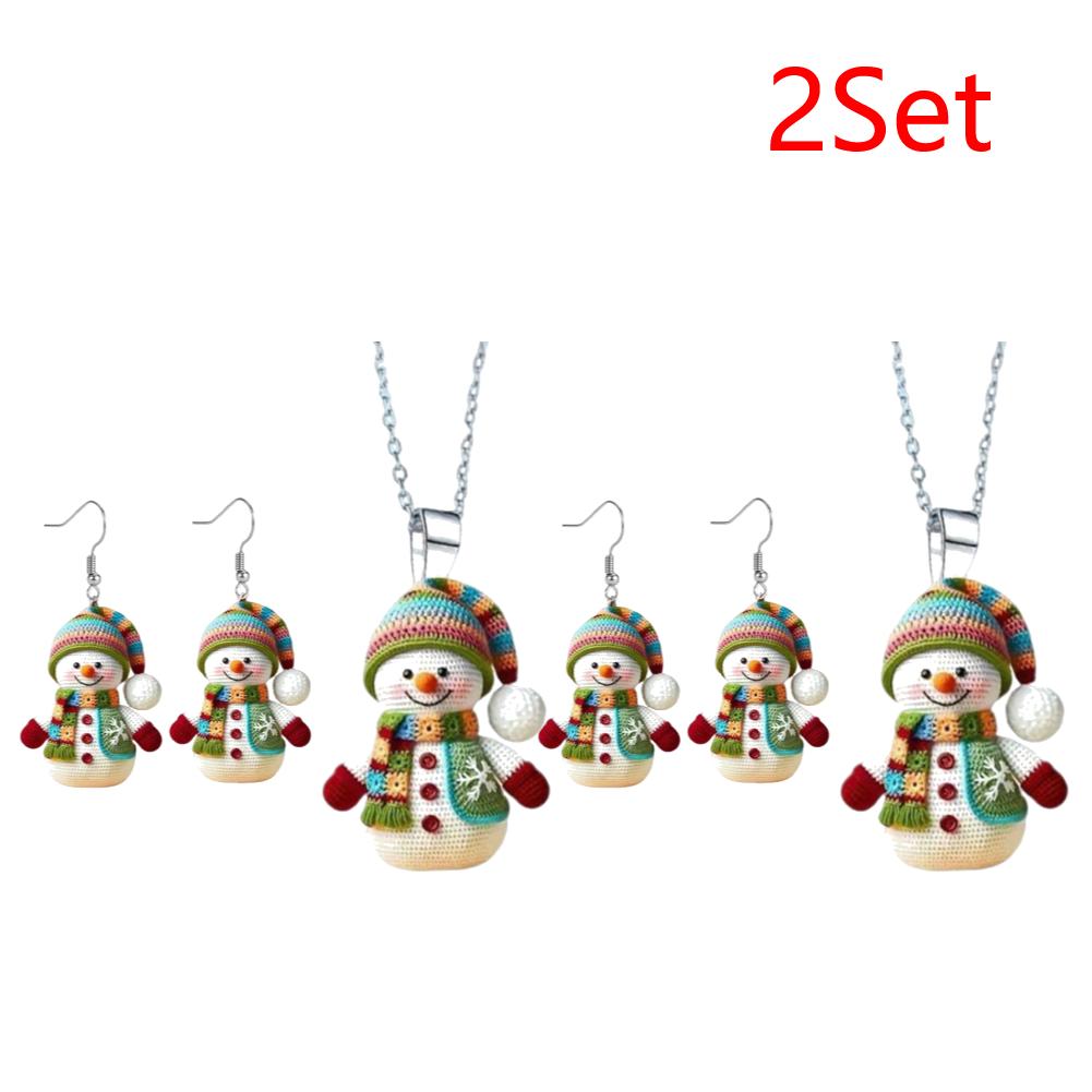 Snowman Earrings Necklace Cute Acrylic Earrings for Women Frosty Dangle Charms Christmas Gift Christmas Decoration