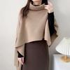 Cloak Scarf Women Solid Color Irregular Cut Cape Thickened Warm Knit Turtleneck Sweater Irregular Design Shawl Wrap