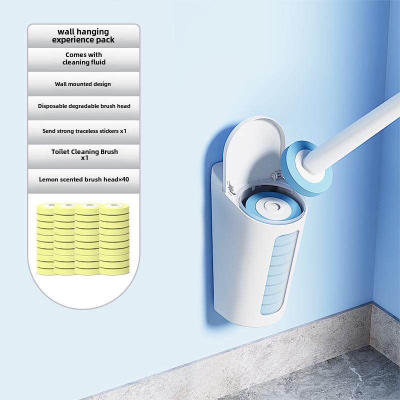 Disposable Wall-Mounted Bathroom Cleaning Brush with Replacement Heads