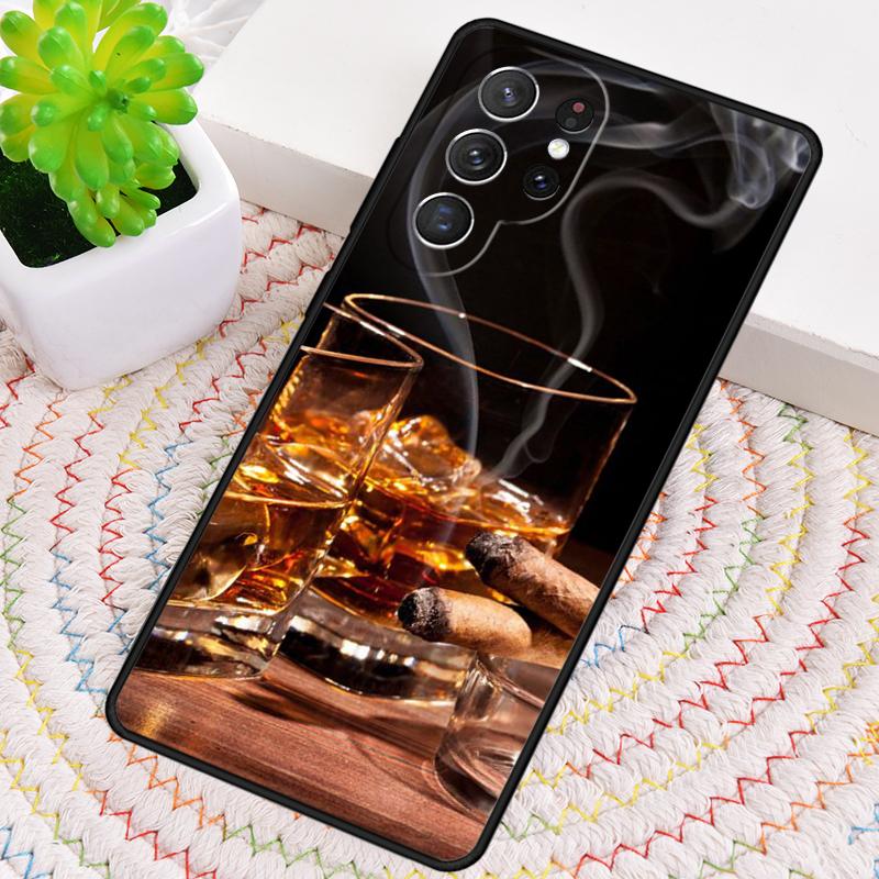 Cigar Whiskey Ice Drink Phone Case for Samsung Galaxy note 10 pro S26 Ultra S23 S24 FE S25 S21 S22 PLUS shockproof Cove