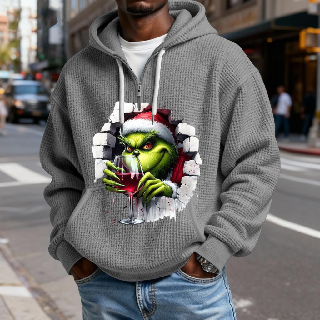 Mokaloha Men's Casual Solid Color  Zipper Long Sleeve Hooded Sweatshirt, Everyday Zipper Casual Long Sleeve T-Shirt