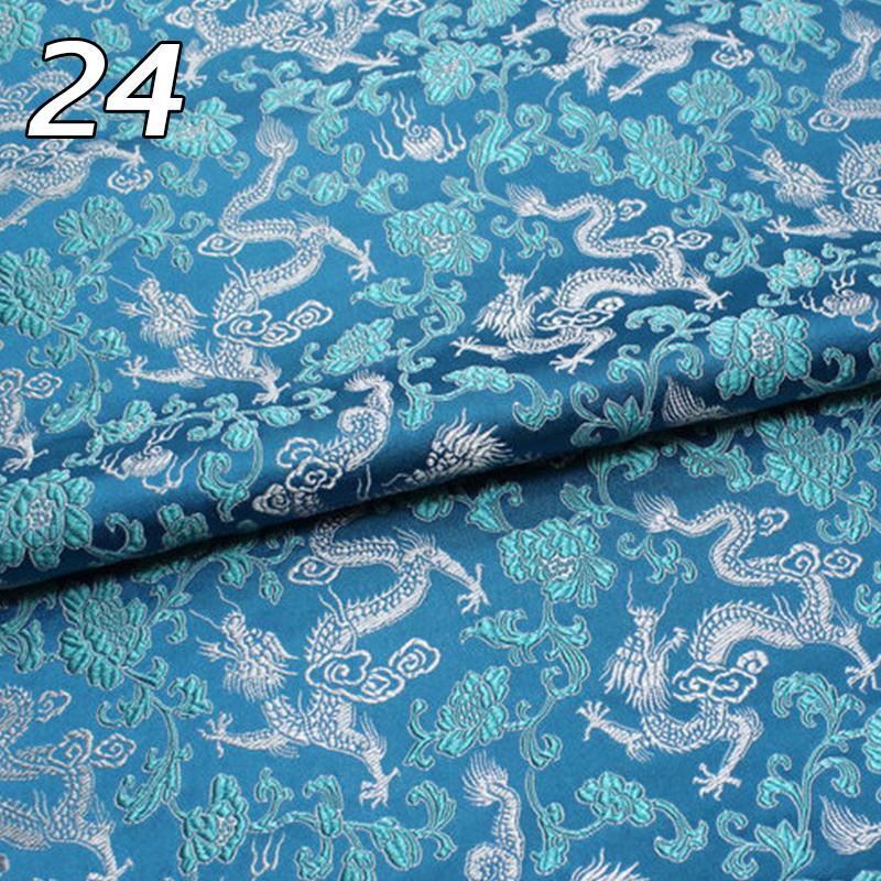 Chinese Traditional Embroidered Silk Brocade Dragon Pattern Fabric Tang Suit Hanfu Cheongsam Kid Wear Pillow Decoration Handmade