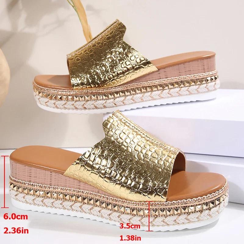 Fashion Women Platform Slippers Shoes for Women 2025 Summer Plus Size 36-43 Wedges Sandals Woman Thick Bottom Non Slip Casual Sandles