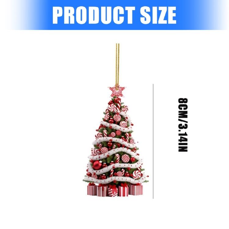 Holiday Room Accent Ornament in Acrylic, Christmas Tree Theme, 3.14 In with Loop for Home, Wreath, and Shelf Use