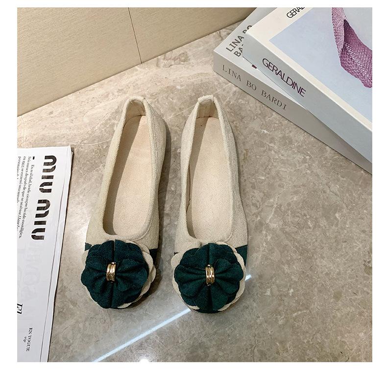 Women's Plus Size Bow Flower Color-block Square-toe Flat Shoes