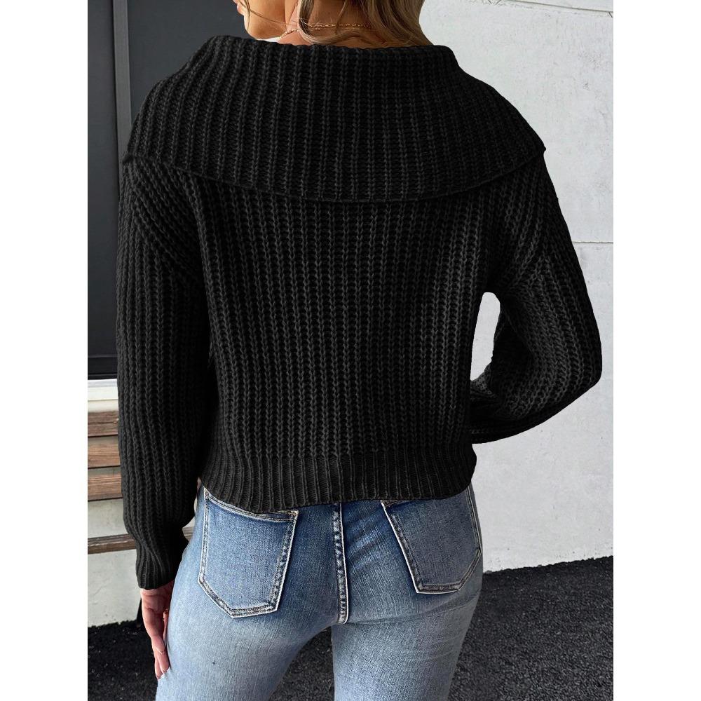 Women’s Cropped Top, Woven Knit, Large Lapel, Embroidered Floral Patchwork Pullover