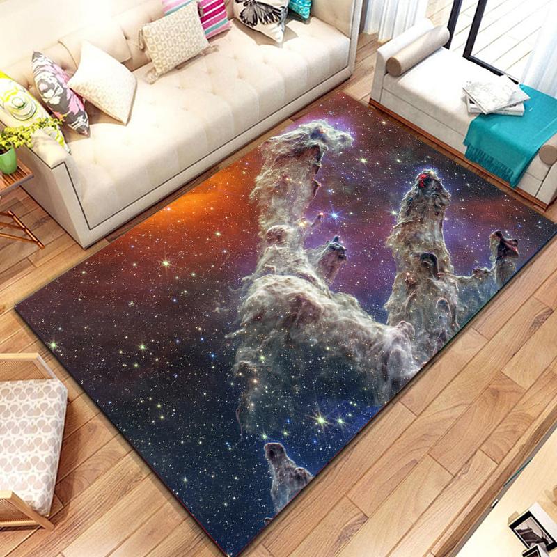 Cosmic Nebula Pattern Carpet Soft Play Mat for Bedroom Livingroom Decor Crawl Mat Christmas Gift Rug Non Slip