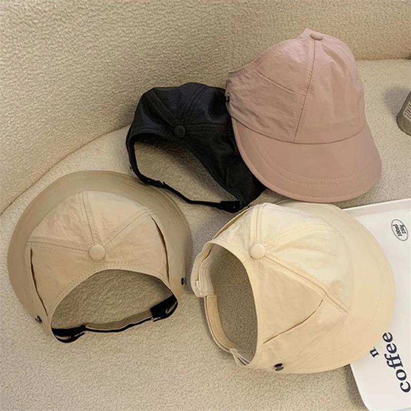 

Summer Wide Brim Sun Hat Women Sun Hats Adjustable Outdoor Beach Bucket Hat Uv Protection Visors Fisherman Ponytail Caps чёрный