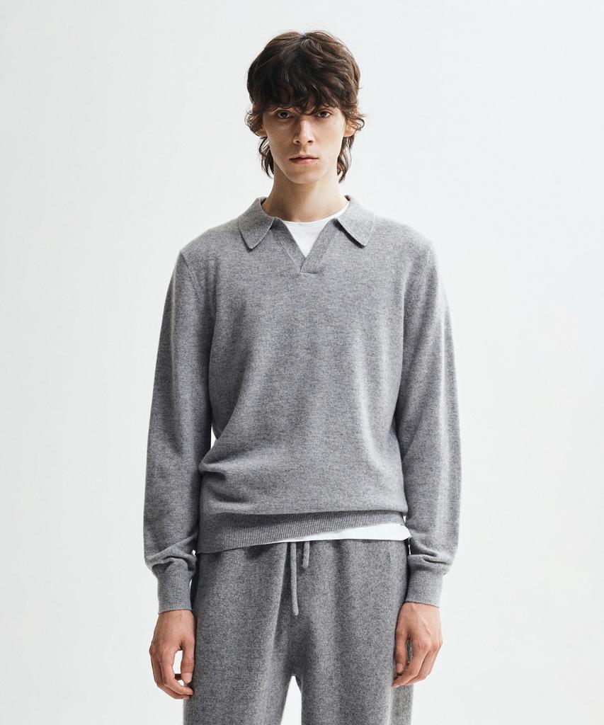 JRIUM Cashmere Blend Essential Open Collar Knit Grey